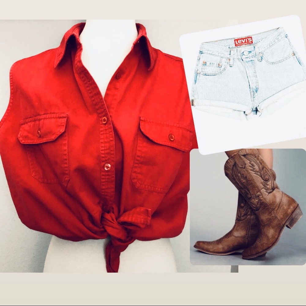 Red Button Up Shirt Country